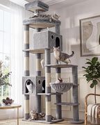 Globlazer Giant Cat Tree, 83 inch Cat Tree for Indoor Cats Large Adult, XXL Cat Tower with 9 Scratching Posts for 20lb+ Heavy Duty Large Adult Cats, F83, Light Grey