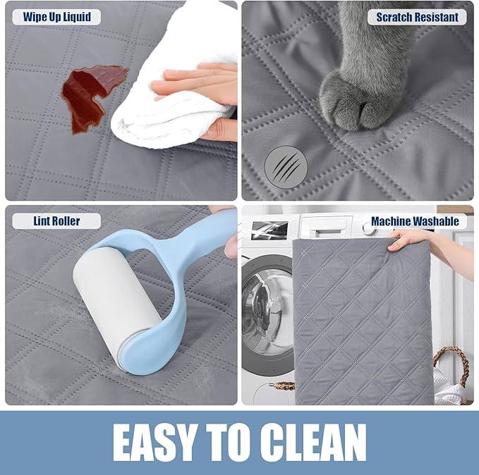 Smiry Waterproof Reversible Pet Couch Covers for Dogs | Pet Friendly, Soft Fabric, Washable Sofa Furniture Protector for Dogs Cat Kids, Checkered (30"x80", Grey/Dark Grey)