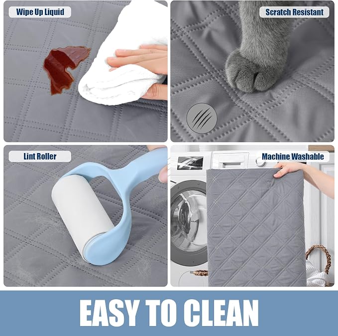 Smiry Waterproof Reversible Pet Couch Covers for Dogs | Pet Friendly, Soft Fabric, Washable Sofa Furniture Protector for Dogs Cat Kids, Checkered (30"x70", Grey/Dark Grey)