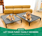 Elevated Dog Bed Raised Outdoor Dog Cot for Extra Large Dogs, Installation Requires No Tools, Frame with Washable Cooling Breathable Mesh Anti-Slip Feet, Indoor Pet Bed, Grey, 53.9 Inches