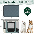 Siedihit Dog Cat Playpen Crate with Washable Pee Pad, Reinforced Durable | Dog Cage, Portable Foldable Pet Kennel with Breathable Visibility (Grey with Pad, Extra Large)