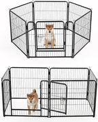 NEWBULIG Dog Playpen for Indoor 24 Inch 6 Panels - Portable Heavy Duty Metal Pet Exercise Pen with Door, Foldable Small Dog Puppy Playpen Fence for Outdoor RV, Camping, Yard, Garden
