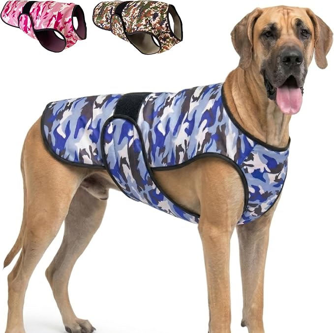 Dog Cooling Vest, 2-Layer Microfiber Cooling Jacket, Blue, 2XL | Longer cooling duration, balanced comfort, UV protection, soft double-layer microfiber fabric, sizes to suit most dogs