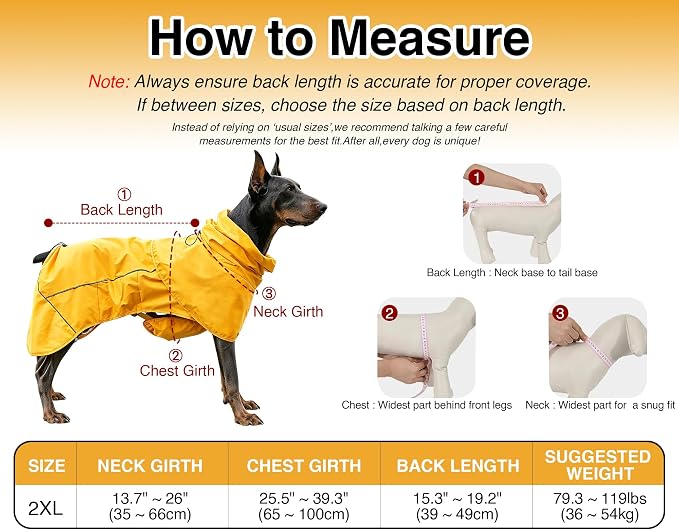 Skmeditec Dog Raincoat with Hood, Waterproof Puppy Rain Coat, Windproof Breathable Jacket with Mesh Lining, Outdoor Hiking Shell Coat for Extra Large Sized Dogs (Yellow, 2XL)