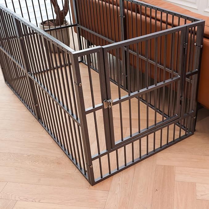 Dog Playpen 32" Height – Heavy Duty, Foldable | 25mm Steel Tubes, 40.8 lbs sturdy frame, rubber non-slip feet, indoor outdoor, Small Medium Dogs