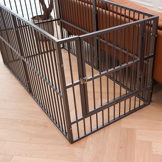 Dog Playpen 32" Height – Heavy Duty, Foldable | 25mm Steel Tubes, 40.8 lbs sturdy frame, rubber non-slip feet, indoor & outdoor, tool-free assembly, Small & Medium Dogs