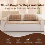 Couch Cover for Dogs Washable, Couch Covers for 3 Cushion Sofa Pet Friendly, Fuzzy Pet Couch Cushion Covers for Dog, Non Slip, Thick, Soft for Sofa Protector (Camel, 27.6" x 82.7"/70 x 210cm)