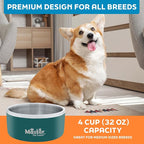 Master Pet Supply Stainless Steel Dog Bowls - 32 oz, Heavy Duty - Emerald Sea, Double Wall Extra-Thick Insulated, Non-Slip Pet Water Bowl for Dogs, Cats & Pets, Anti Rust Metal, Dish Washer Safe