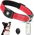 GPS Dog Collar Tracker 2-in-1,Reflective Waterproof Pet Collar,iOS-Only,No Monthly Fees,Unlimited Range,Dog Tracking Collar Pet Tracker,for Small Medium Large Dogs(L (16.5"-23.5"), Red)