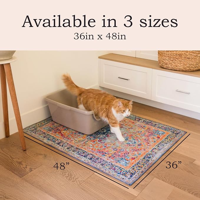 Lovewag Cat Litter Mat, Litter Box Mat, Jade Quilt, 36x48, 2 Pack | Washable litter mat cover, kitty litter mat & cat mat for litter box, litter trapping mat, prevents tracking, multi-cat