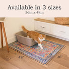 Lovewag Cat Litter Mat, Litter Box Mat, Indigo Garden, 36x48, 2 Pack | Washable litter mat cover, kitty litter mat & cat mat for litter box, litter trapping mat, prevents tracking, multi-cat
