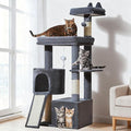 Taoqimiao Sturdy Cat Tree, 55.1In Cat Tower for Indoor Cats, Large Platform | Rotatable Round Condo with Large Scratch Board, Extended Cat House, Thickened Full-Sisal Scratching Post, Smoky Gray, F10G