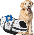 Dog Life Jacket - Swimming Vest for Dogs, Adjustable, Reflective, Comfortable, Multiple Colors, Patterns, XX-Small to Extra Large Dog Swim Vest with Handle (Nautical, Large)