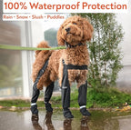 Waterproof Dog Suspender Boots with AirTag Compatible Pocket, Anti-Slip Reflective Dog Shoes, Adjustable Stay-On Paw Protector for Small Medium Large Dogs, Outdoor Walking Rain Snow (Black, XL)