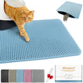 Cat Litter Mat 24"x35",Double Layer EVA litterbox Mat, Blue | Waterproof honeycomb large grid, urine-proof and odor-free. Traps litter, easy cleanup,Washable, non-slip backing