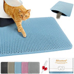 Cat Litter Mat 24"x35",Double Layer EVA litterbox Mat, Blue | Waterproof honeycomb large grid, urine-proof and odor-free. Traps litter, easy cleanup,Washable, non-slip backing