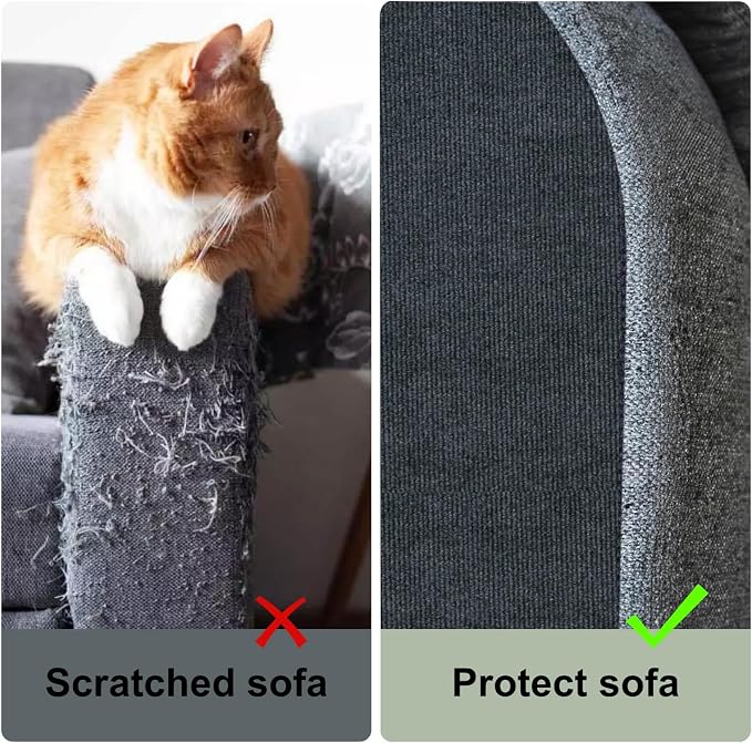 Cat Scratching Climbing Carpet Mat, Self-Adhesive Couch Furniture Protector | 78.7x15.8In Trimmable, Cat Scratch Post Covered Pad Replacement for DIY Tree Shelf Steps Couch Corner Wall, Darkgrey