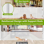 Reinforced 42" Tall Dog Gate 195" Extra Wide Retractable Baby Gate, White | Indoor Tall Pet Gate, Outdoor Retractable Gate, Space-Saving, Easy to Use, Safety Lock, Scratch-Resistant Mesh, Easy Install