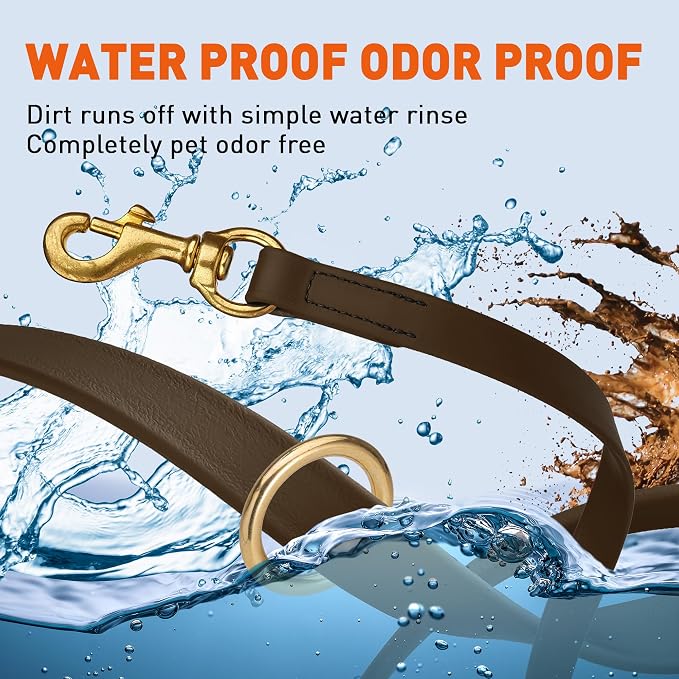 Viper Biothane K9 Working Dog Leash Waterproof Lead for Tracking Training Schutzhund Odor-Proof Long Line with Solid Brass Snap for Puppy Medium and Large Dogs 4ft, Dark Chocolate Brown