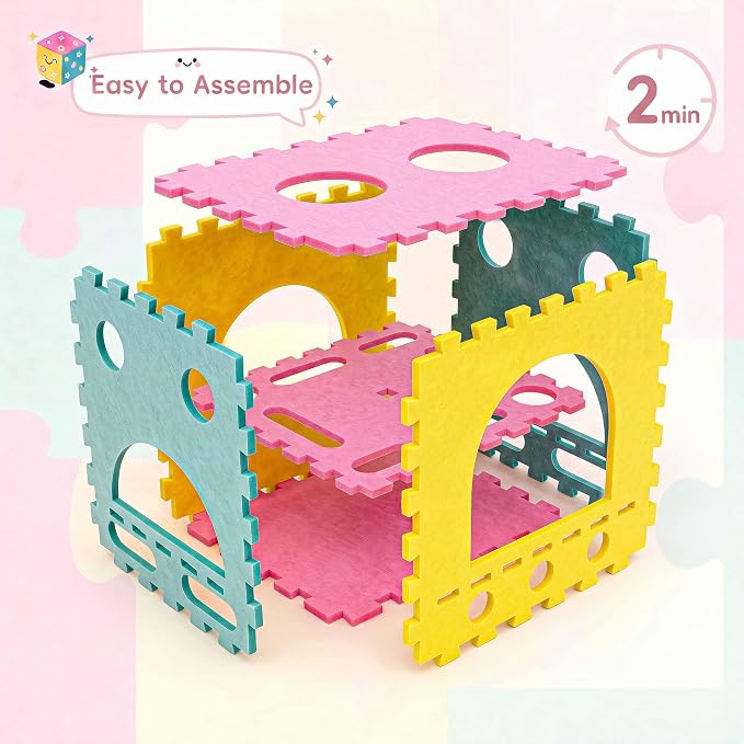 Cat Houses for Indoor Cats, Cute Cat Bed Cave with Soft Pillow, Cat Cube for Multiple Large Cats, Fun Dice Shaped, 17 Inches