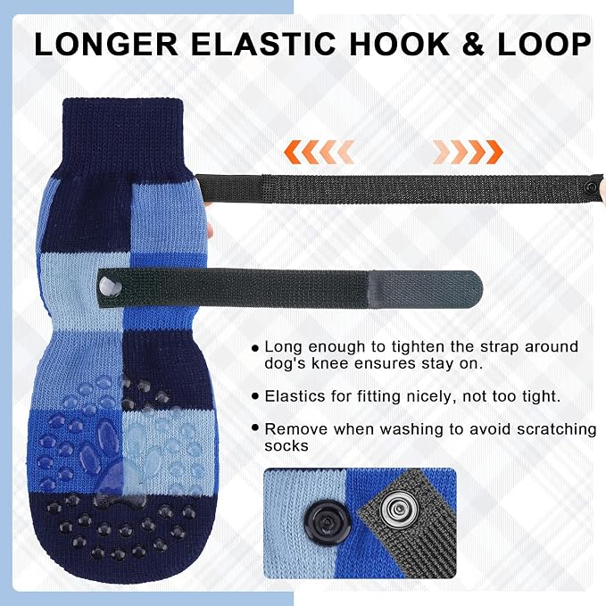 BEAUTYZOO Non Slip Dog Socks to Prevent Licking Paws, Dog Shoes Booties for Hardwood Floors Anti Slip-Thick Grip Works Even When Twisted-Paw Protector for Cold Pavement Small Medium Large Senior Dogs