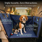 Dog Car Seat for Small & Medium Dogs up to 35 lbs – Hard Bottom Booster with Safety Tether, Non-Slip Waterproof Oxford Fabric, Storage Pockets, Fits Cars, SUVs & Trucks (Blue, Up to 35 lbs)