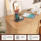 Large Litter Box Enclosure with Charging Station for Automatic Litter Box & Cat Robot 3/4, Hidden Litter Box Furniture with Dog-Proof Shelf, Scratch Pad, Wooden Cat Box Enclosure, Natural