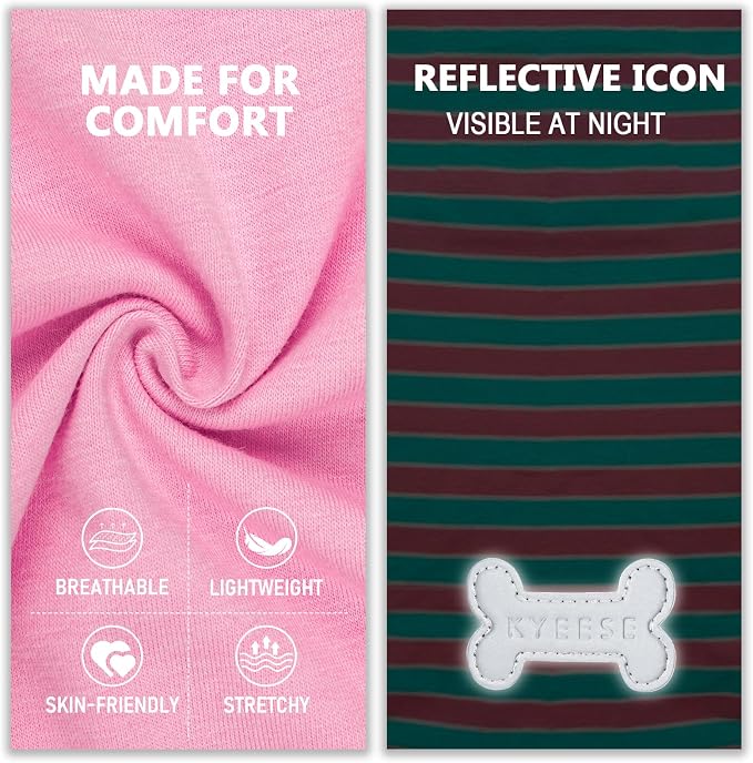 KYEESE 2Pack Dog Shirt, Soft Striped Dogs T Shirts, Lightweight Pet Tank Top, Sleeveless Dog Shirt for Medium Dogs, Stretchy Comfortable Pet Vest, Pink, 2XL