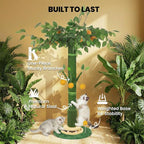 46" Extra Tall Cat Scratching Post for Large Cats, Sisal Rope | Heavy duty vertical sisal scratcher & stable climbing pole with hanging ball, tall post for adult cats full body stretch