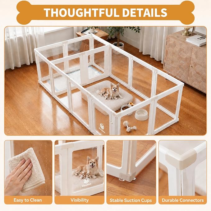 Khaki Buckles for Acrylic Dog Playpen Indoor | DIY Kit Expansion, Easy Assemble, Durable Replacement Parts for This Set Only, 4 Buckles & 4 Connectors & 4 T-Buckles