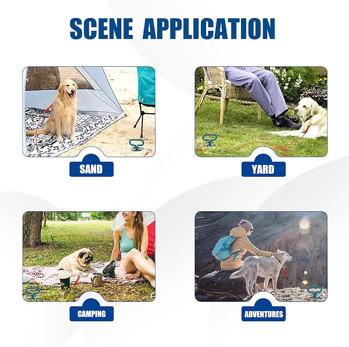 Eurmax USA Heavy Duty Dog Tie Out Stake, No-Tangle In Ground Anchor Runner for Large Dogs up to 210 Lbs - Perfect for Yard, Beach and Camping(Navy Blue)