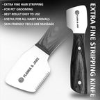 FJ Professional Stripping Knife kit (6 pieces set) for Dogs & Pets, Wooden Handle Grip with Stainless Steel Blade (Right handed) (Black)