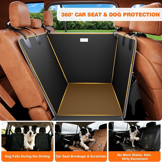 njnj Half Dog Car Seat Cover for Back Seat - Waterproof Dog Half Hammock for Cars,Scratchproof Pet Backseat Protector,Perdurable,Non-Slip Booster Seat for Small,Medium and Large Dogs