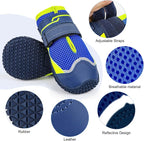 Illumifun Dog Boots for Hot Pavement Protection – 4 Pack Anti-Slip Breathable Paw Shoes with Reflective Straps, All-Season Outdoor Booties for Walking, Hiking, Camping (Navy Blue, Size 8)