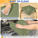 SMILOOL Silicone Pet Food Mat with Raised Edge for Food and Water Bowl, Dog Feeding Mats, Cat Food Trays for Floor Waterproof, Rubber Tray for Dogs and Cats, 22 x 14 x 0.8 Light Olive Green