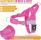 SlowTon No Pull Dog Harness - Heavy Duty Dog Harness and Leash Set for Medium Large Dogs, Reflective Tactical Harness with Soft Padded and Front Clip for Easy Walk and Training (FU, XL)