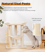 Happi N Pets Cat Tree, Cat Scratching Posts with Large Bed for Big Cats | Small Cat Tower, 28" Tall For Window Viewing, 23.6"x15.7" Cat Perch Bed, Cat Hammock, Removable Cover, Solid Structure, Beige