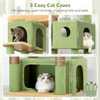 Globlazer Cactus Large Cat Tree, 80 inch Tall Climbing Tower, F80F, Green | Multi-Level Cat Scratching Tower for Indoor Multiple Large Adult Cats Kittens with 3 Cat Caves, 3 Hanging Baskets