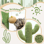 Globlzer 30in Cactus Cat Scratching Post for Indoor Cats, SC30, Green | Stable Cat Scratcher for Kitten Adult Cats, Durable Sisal Rope, Interactive Solid Wood Ball Game, Dangling Ball Toy