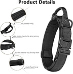 Tactical Dog Collar and Leash Set Heavy Duty Military Dog Collar with Handle and Metal Buckle for Medium and Large Dogs (Black, L)