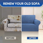 Stretch Loveseat Couch Cover, 2 Cushion Couch Slipcover,Riverside | 1-Piece Washable Sofa Cover Pet Friendly (55"-78") Furniture Protector Soft Jacquard, Elastic Bottom for Dogs & Kids