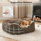 GASUR Dog Beds for Large Medium Small Dogs, Rectangle Cave Hooded Blanket Puppy Bed, Luxury Anti-Anxiety Orthopedic Cat Beds for Indoor Cats, Warmth and Machine Washable (30 inches, Brown)