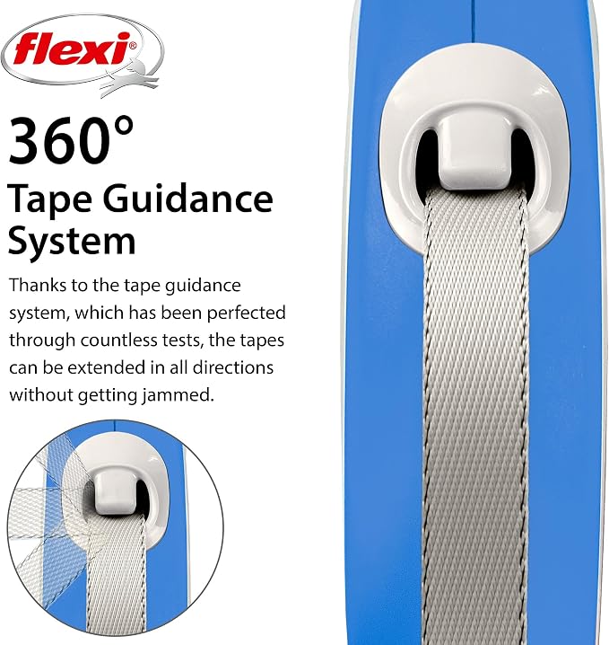 FLEXI® Comfort Tape Retractable Dog Leash, Medium, 16 ft - Blue | German engineered, original flexi leash, durable quality for dogs up to 55 lbs, tangle-free, walking, reliable brake system