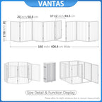 Vantas 160" x 32" Foldable Freestanding Extra Wide Dog Gate with Door,White | Freestanding Dog Gate for Stairs and Doorways, Renter Friendly No Drill, Extra Wide, Easy Storage, With Support Feet