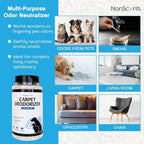 NonScents Carpet & Rug Odor Eliminator - Smell Neutalizer for Pets - 1 Pack | 14 ounce, Safe and Fragrance-free pet carpet deodorizer, For Cat & Dog, Removed Pet Urine odors, Fresh scent powder