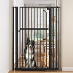 Floisdace 63" Extra Tall Pet Gate for Cat/Dog, Adjustable 29.9-37.4" Wide Auto Close Tall Cat Gate, No Drilling Pressure Mount Kit, Dog Gate for Doorways, Hallways, Kitchen, Black