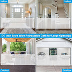 Reinforced 42" Extra Tall X 100" Extra Wide Baby Gate for Large Openings Stop Babies and Pets from Drilling Through Retractable Baby Gates Extra Tall Retractable Dog Gate No Sagging Retractable Gate
