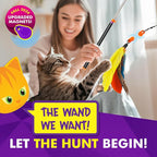 Cat Amazing Snatch - Magnetic Cat Wand Toy! Telescoping, Durable Feather Toy for Cats - Fishing Pole & Teaser Wand String Stick - Cats Can Really Catch!
