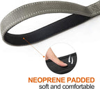 Twoear 6FT 1IN Heavy Duty Dog Leash for Large Dogs with 2 Padded Handles | Traffic Handle Extra Control, Auto Lock Hook, Strong Reflective Walking Leash for Night Safety, Medium and Large Breeds,Grey