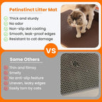 Cat Litter Mat, Double Layer Honeycomb Litter Box Mat | 24x18”, Efficient Litter Trapping, Easy to Clean, Waterproof, Non-Slip, Soft on Paws, Scratch Resistant, Brown, Large